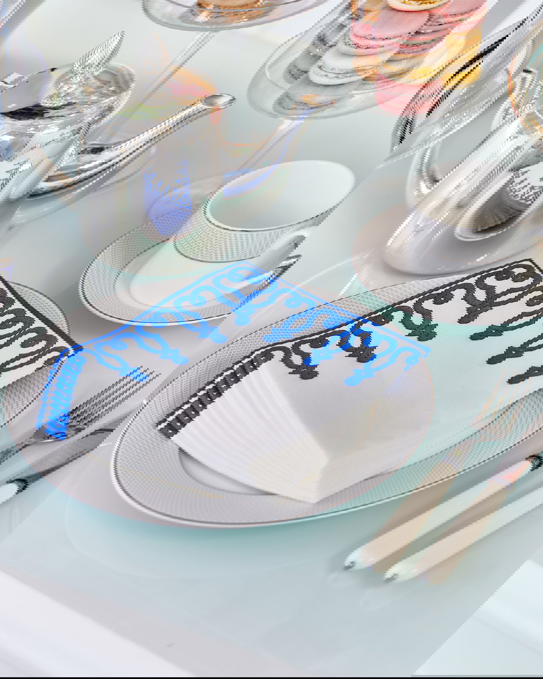 Dessin Napkin White/Blue