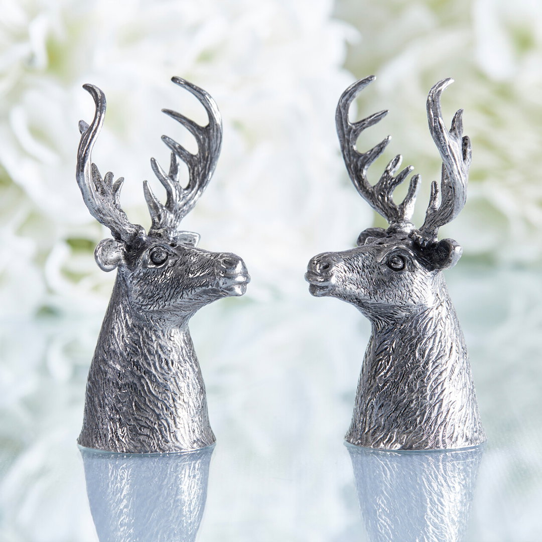 Deer Salt & Pepper Shakers Pewter