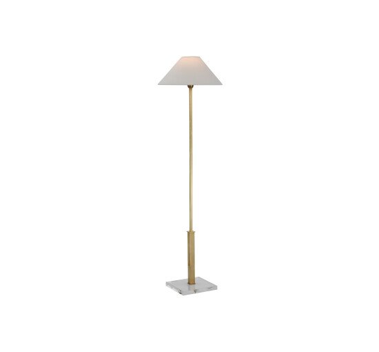 Antique Brass - Asher Floor Lamp Polished Nickel and Crystal
