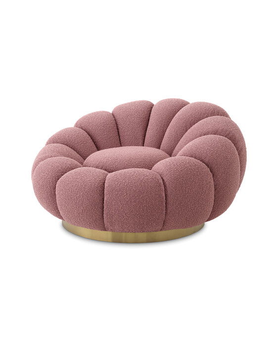 Mello snurrfåtölj bouclé rose