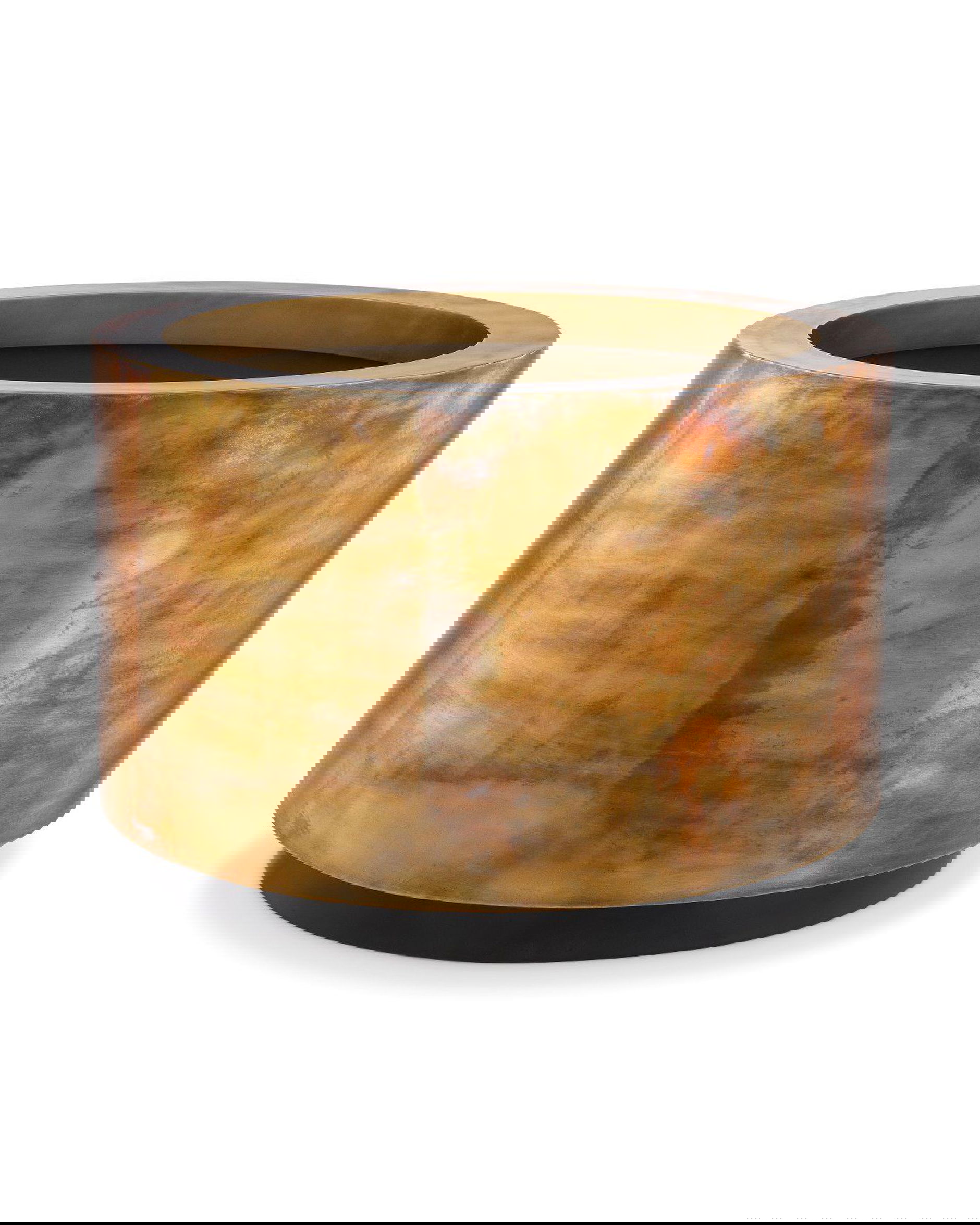 Jasper planteringslåda rund antik mässing