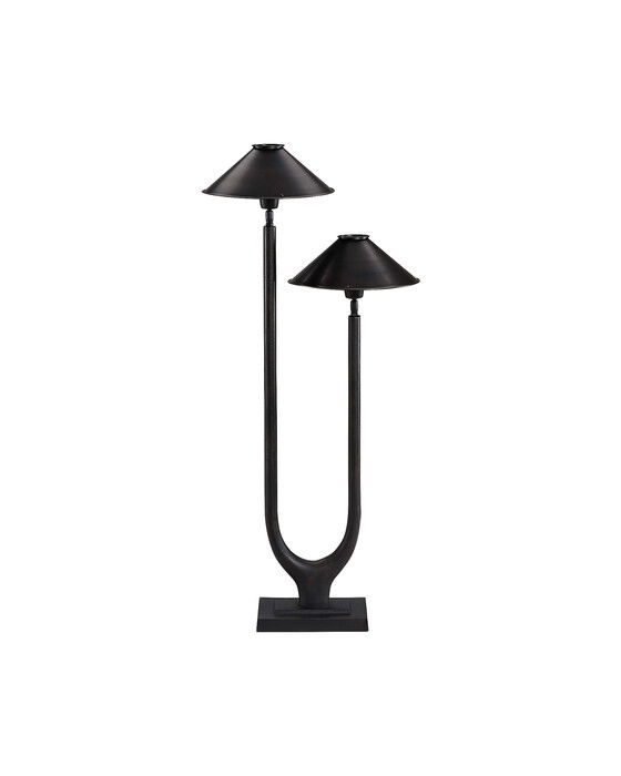 Twin bordslampa antik brons