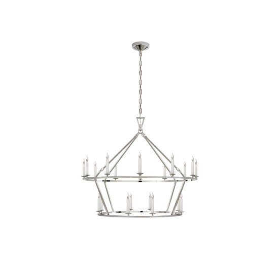 Polished Nickel - Darlana Large Two-Tiered Ring Chandelier Aged Iron