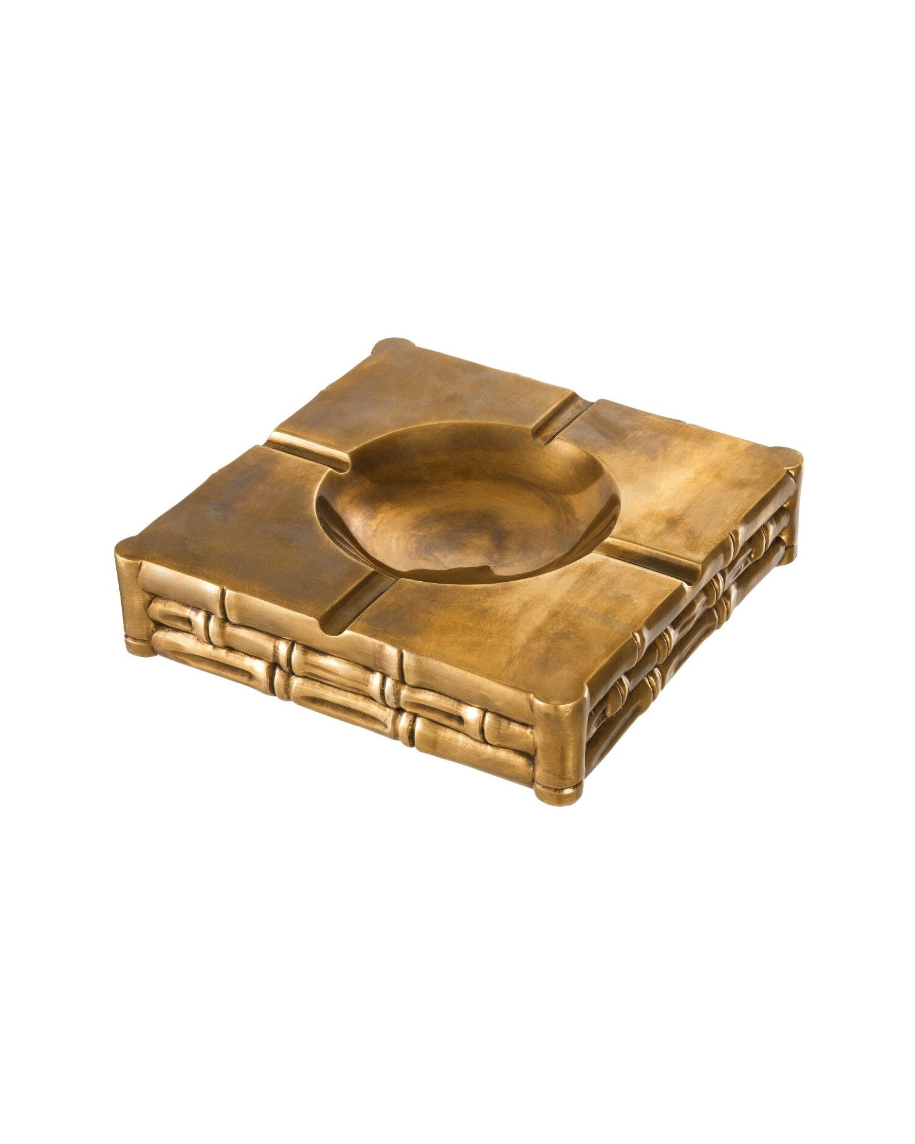 Ashtray Bamboo Vintage Brass