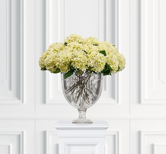 Hvid - Kunstig Hortensia stilk lyseblå