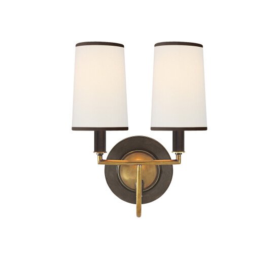 null - Elkins Double Sconce Bronze and Antique Brass/Linen