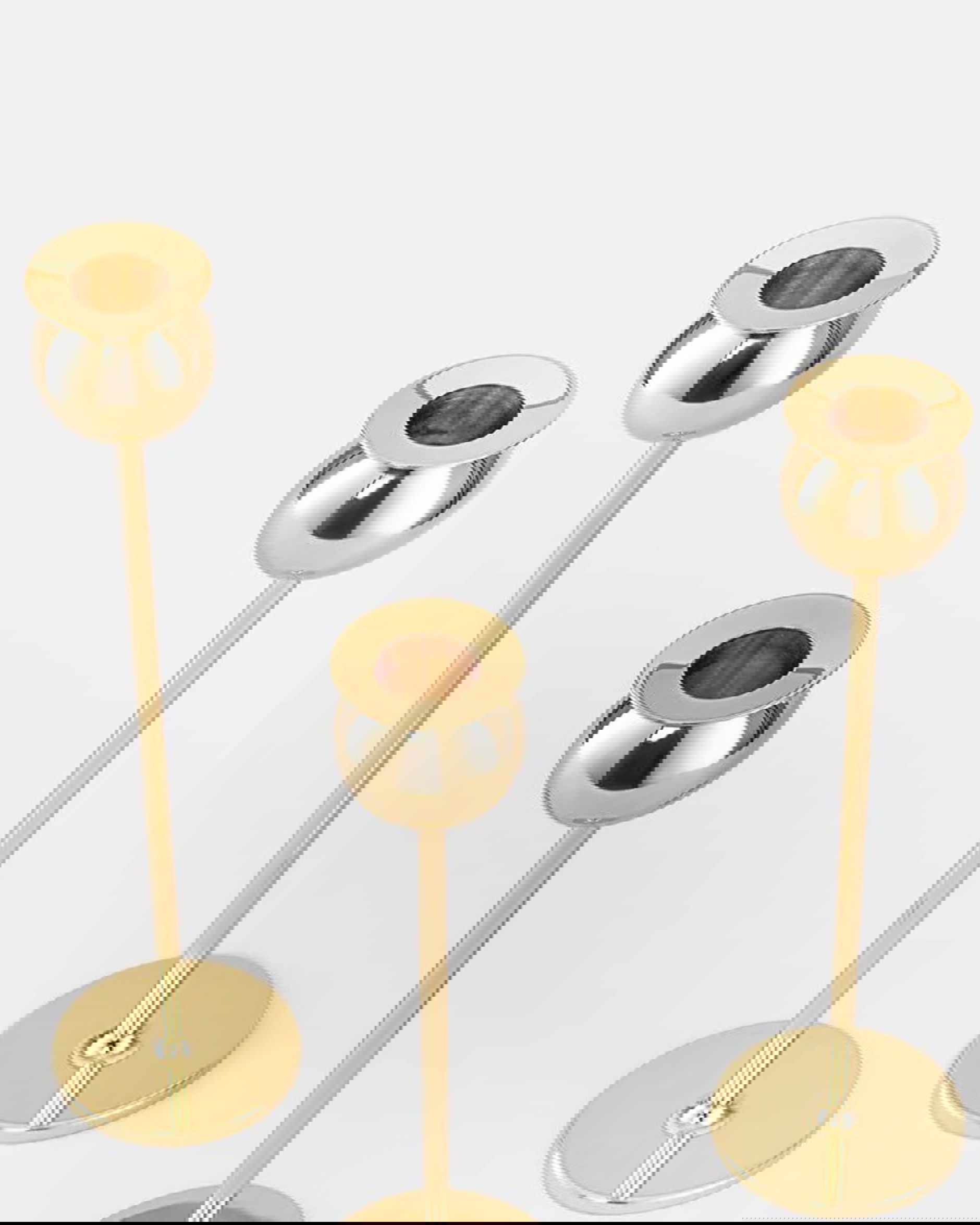 Tulp kandelaar messing set 3 stuks