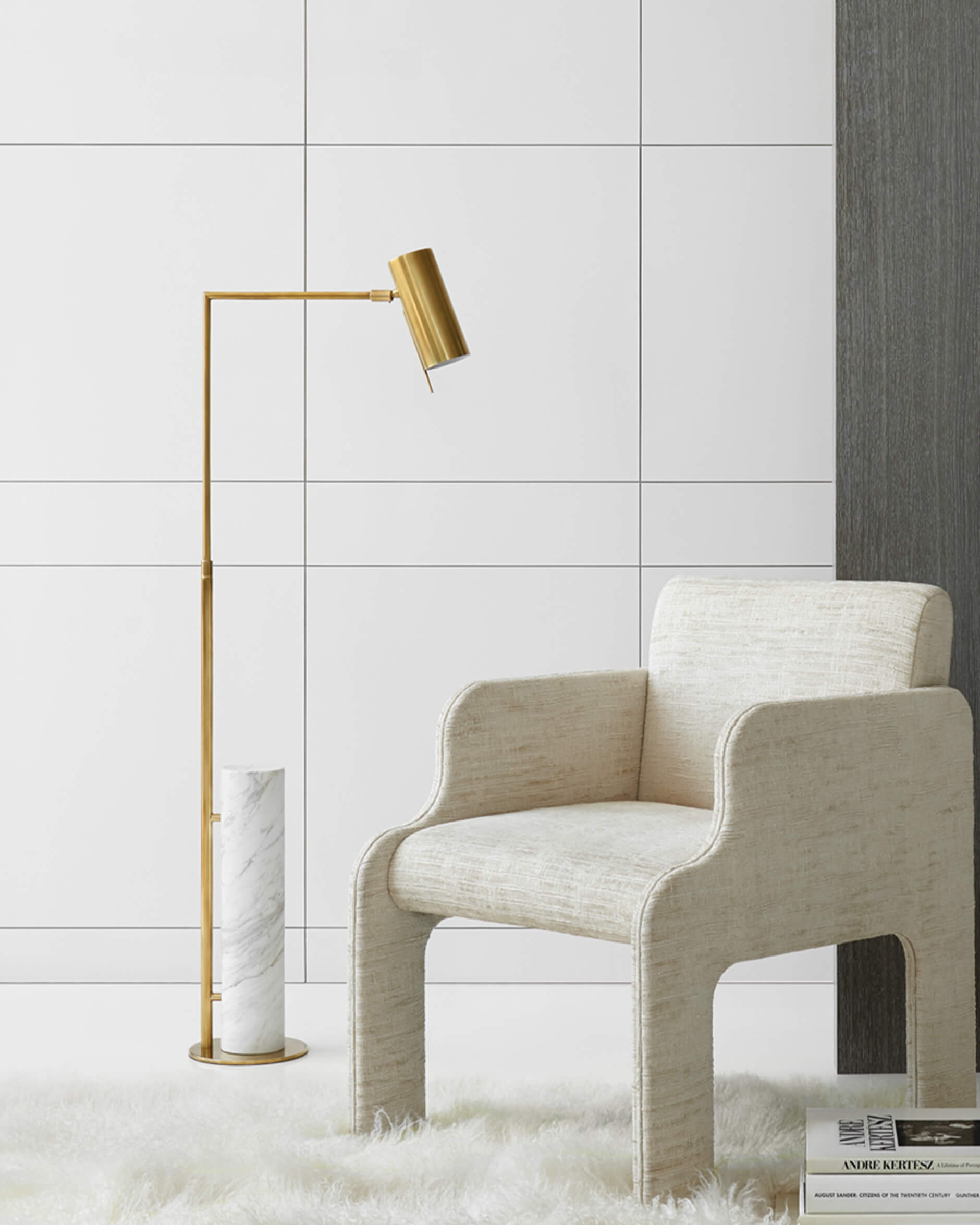 Alma golvlampa antik mässing/vit