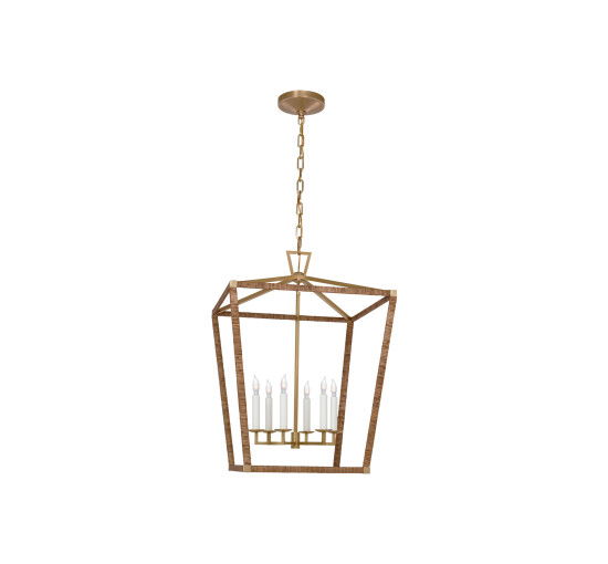 Antique Brass - Darlana Wrapped Lantern Antique-Burnished Brass/Natural Rattan L