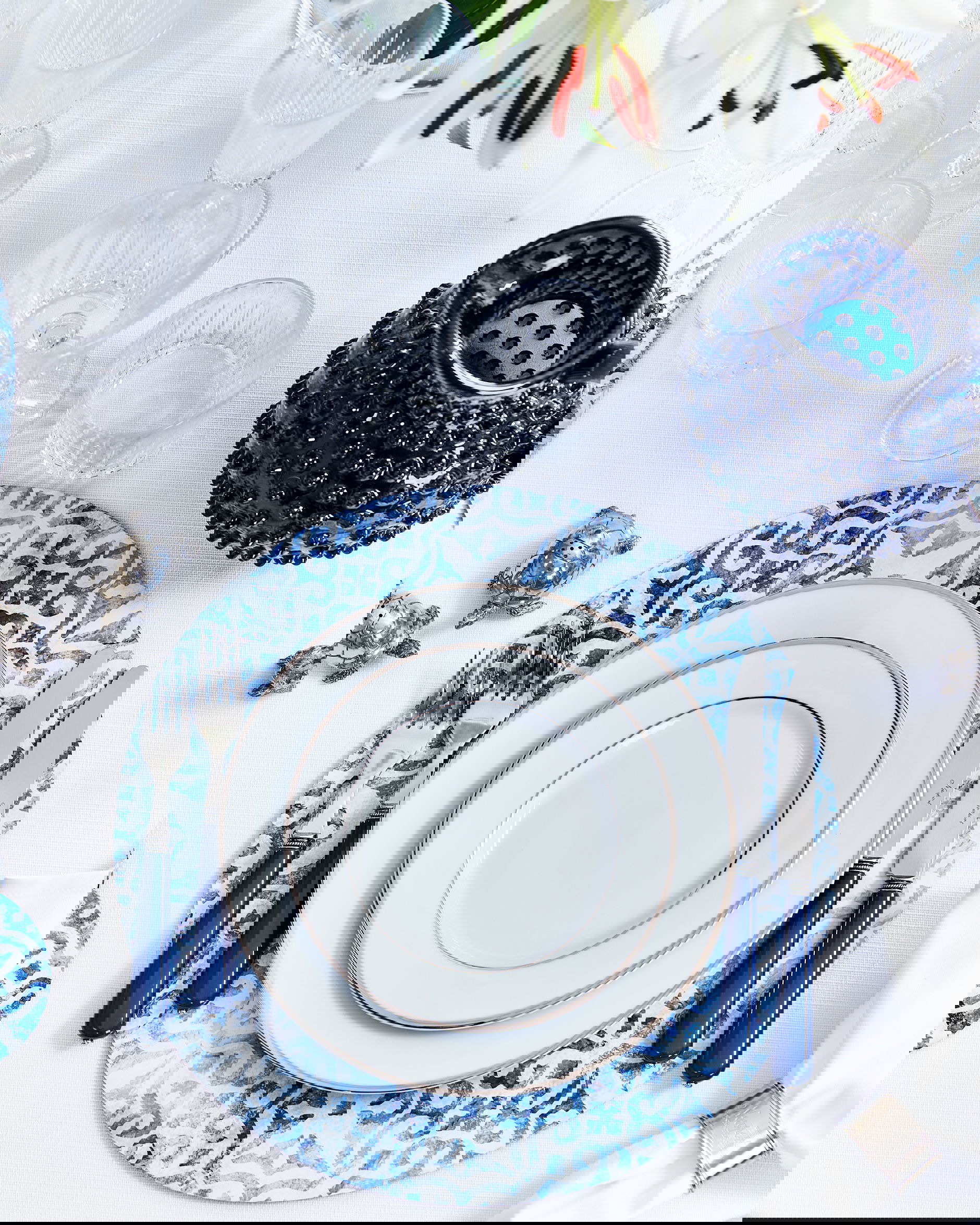 Portofino bordstabletter blå/vit 6-pack