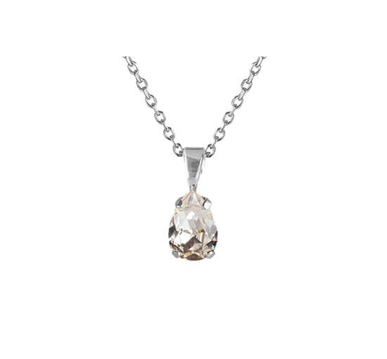 null - Petite Drop Necklace Crystal Rhodium