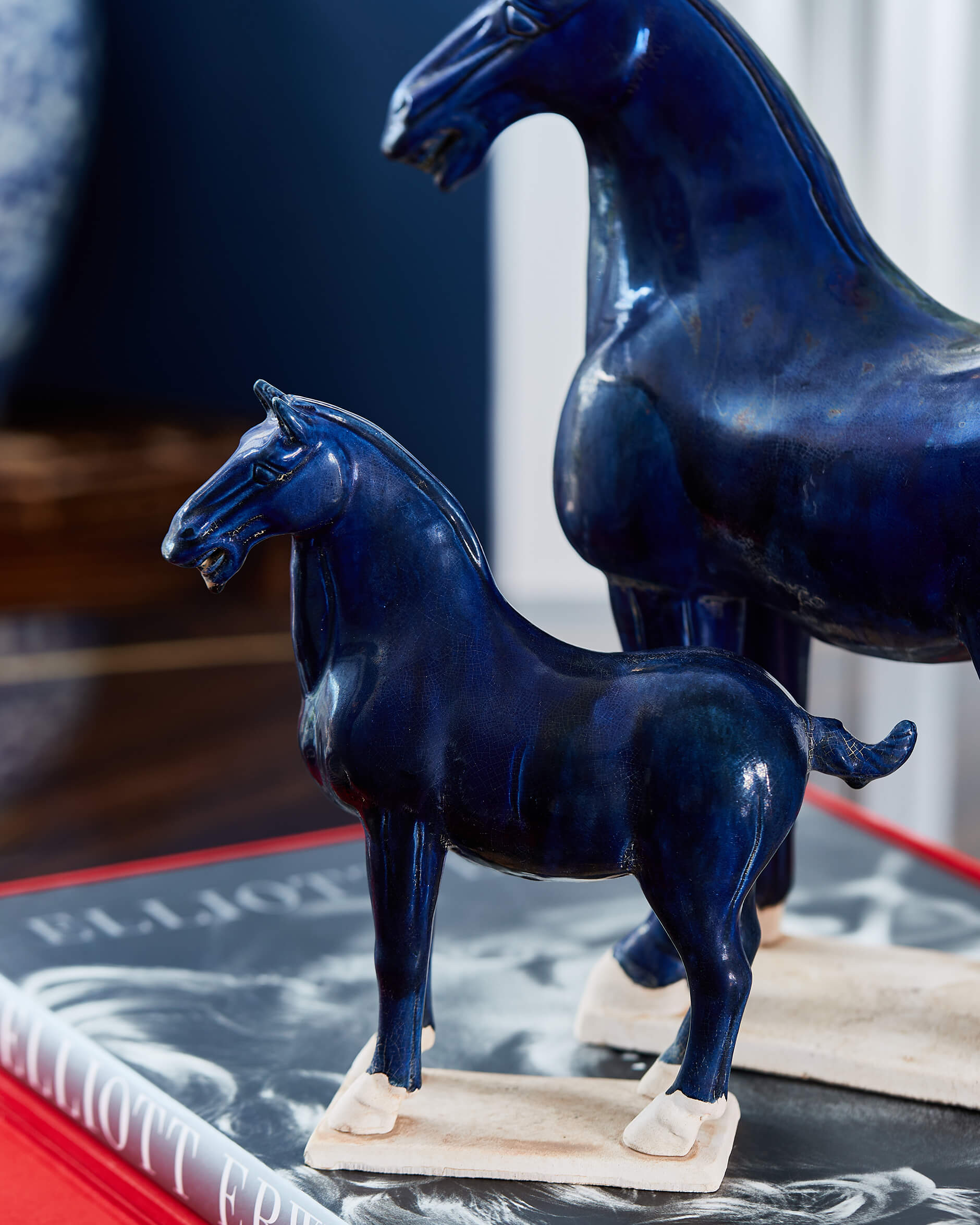 Tang häst skulptur blå S