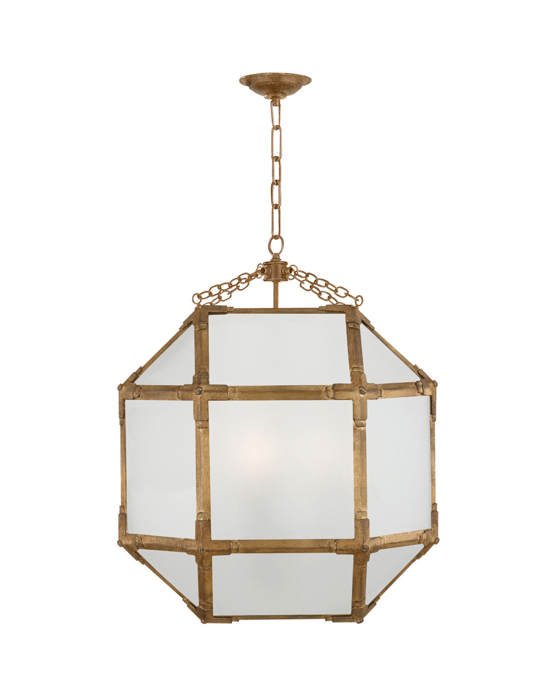 Morris taklampa Gilded Iron/frostat glas M
