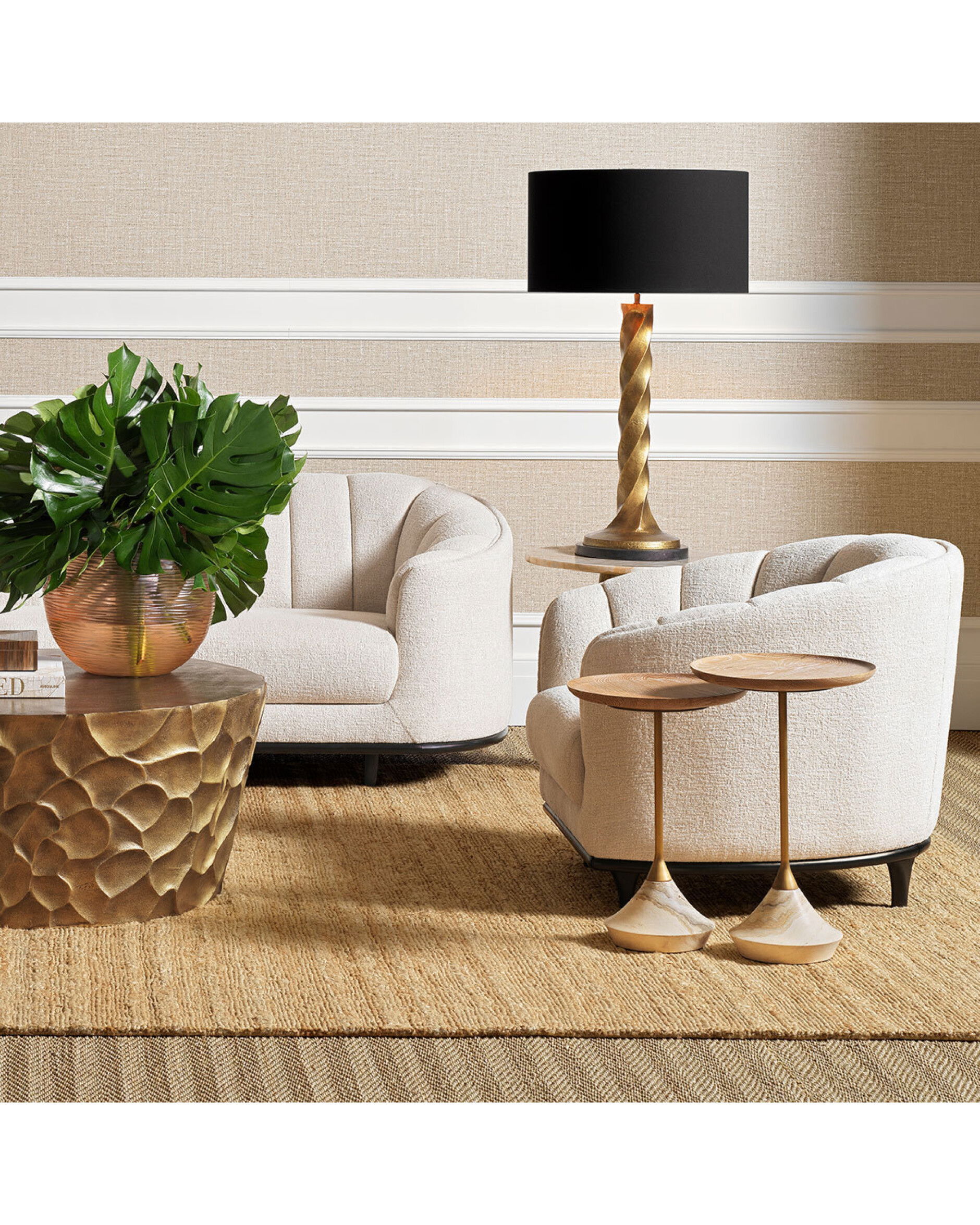 Puglia sidobord beige 2-set