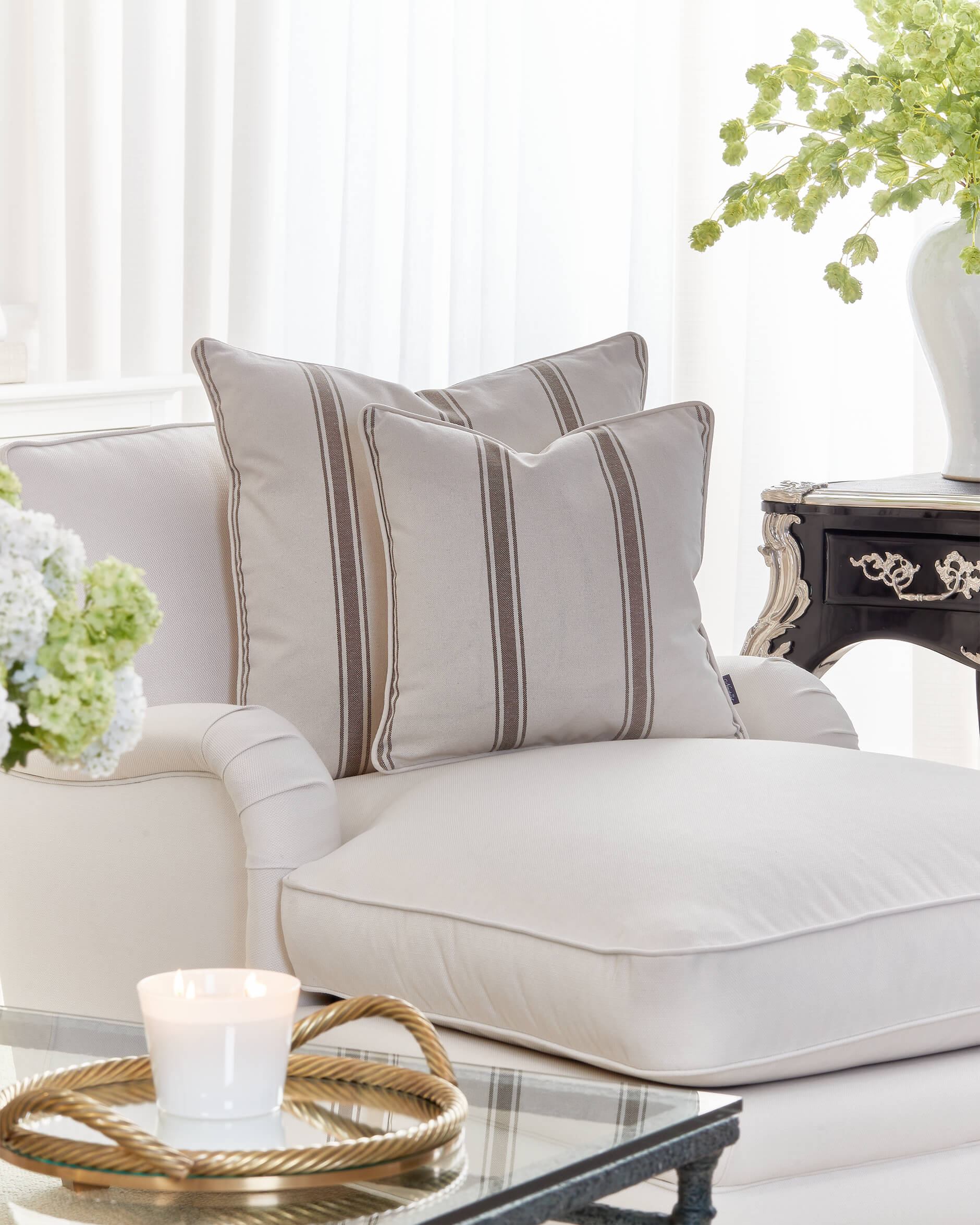 Shannon kuddfodral beige/vit