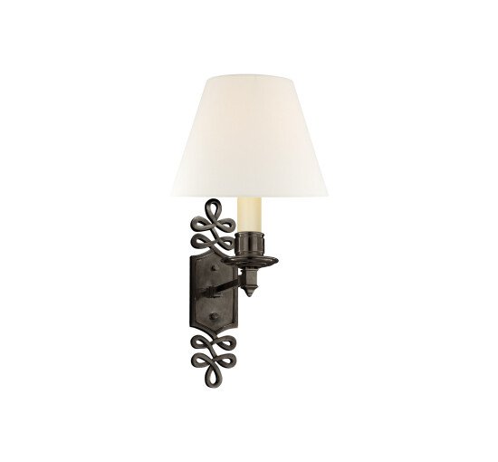 null - Ginger Single Arm Sconce Natural Brass/Linen