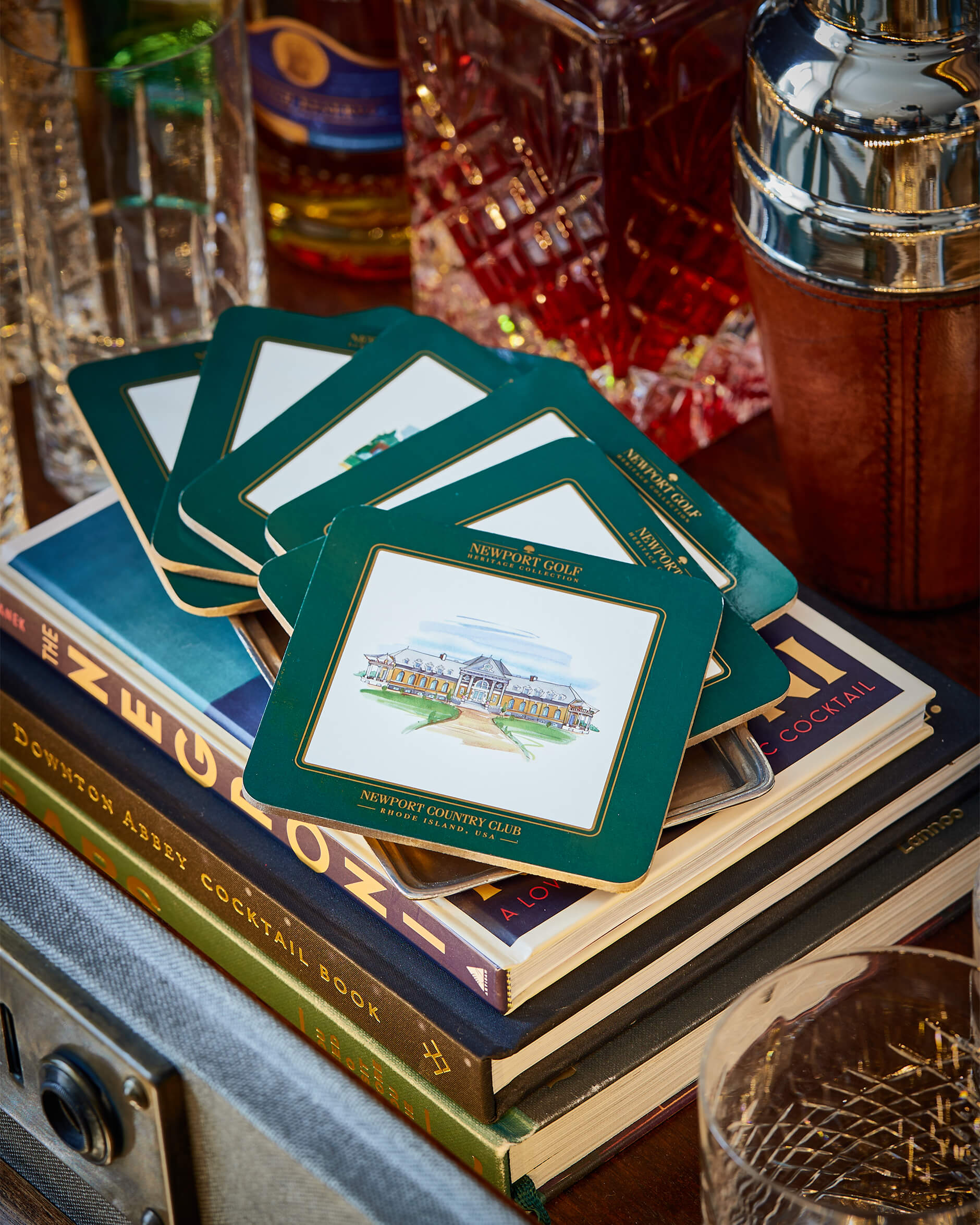 Clubhouse glasunderlägg grön/vit 6-pack