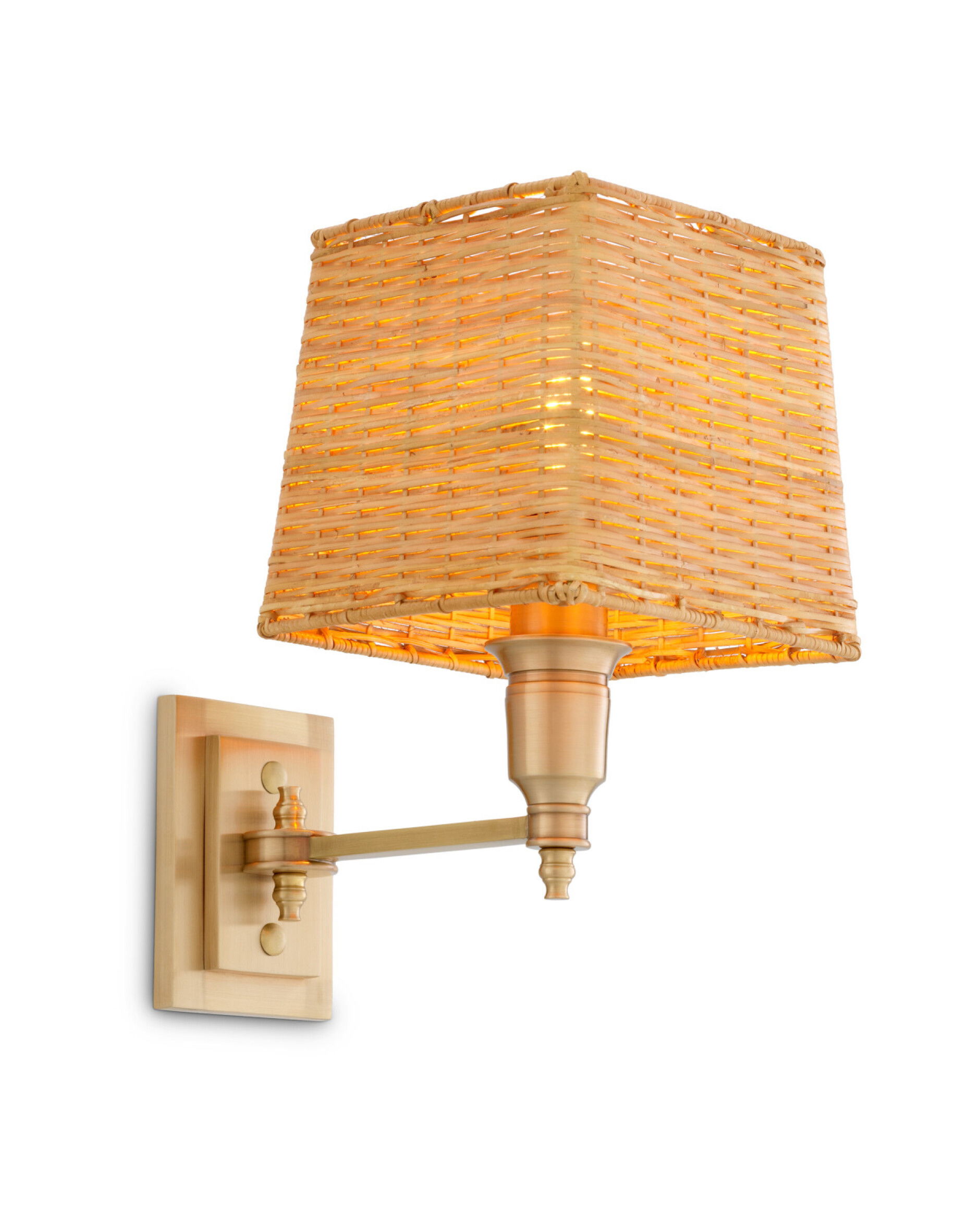 Wall Lamp Lexington Single Brass/Rattan