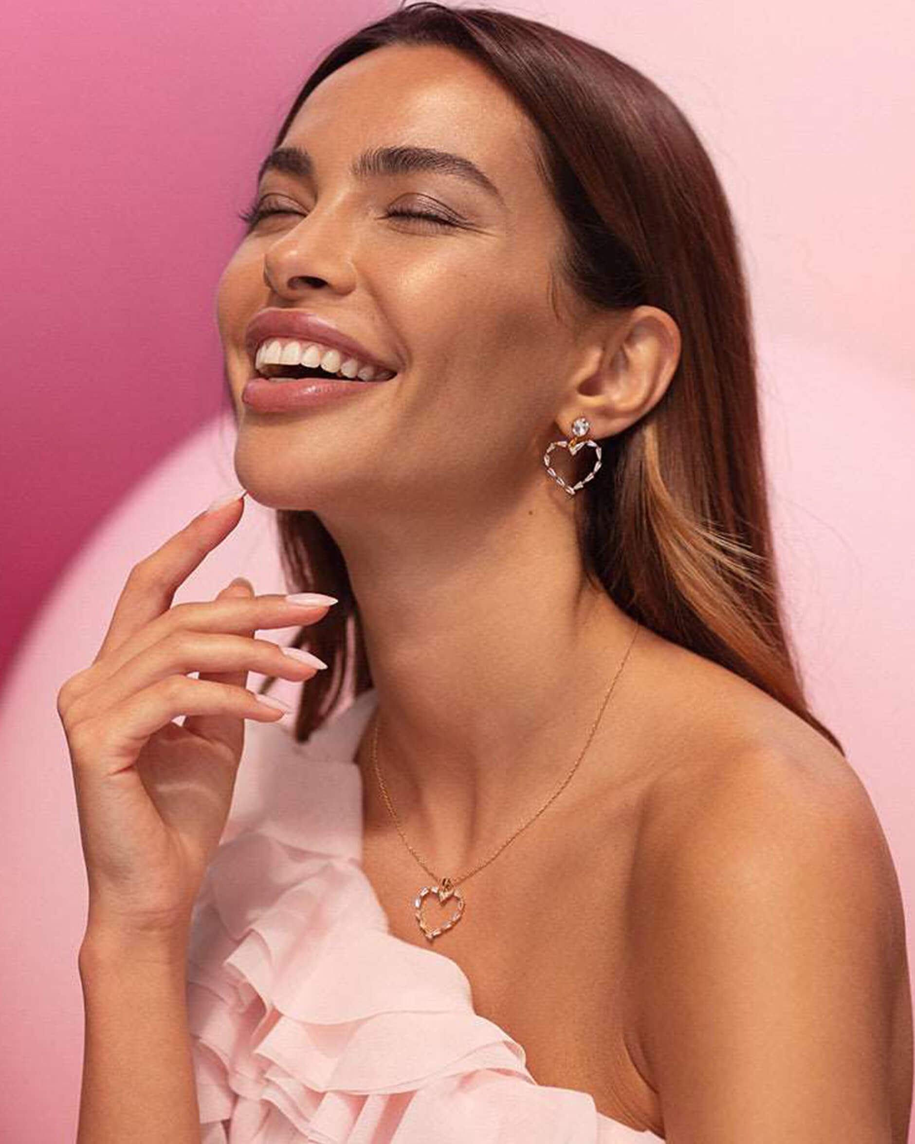 Baguette Heart örhängen crystal rhodium