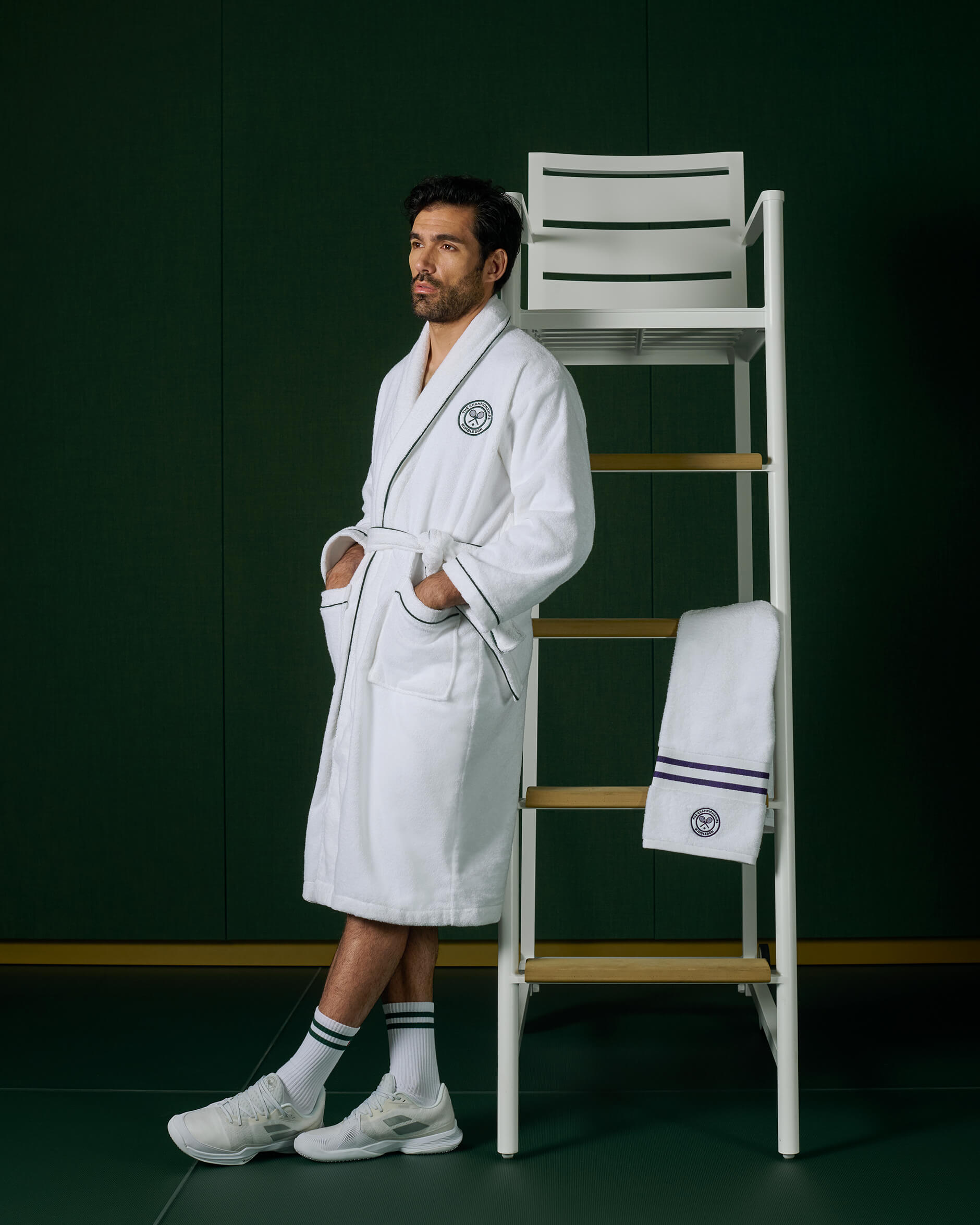 Wimbledon Baseline morgonrock vit/grön