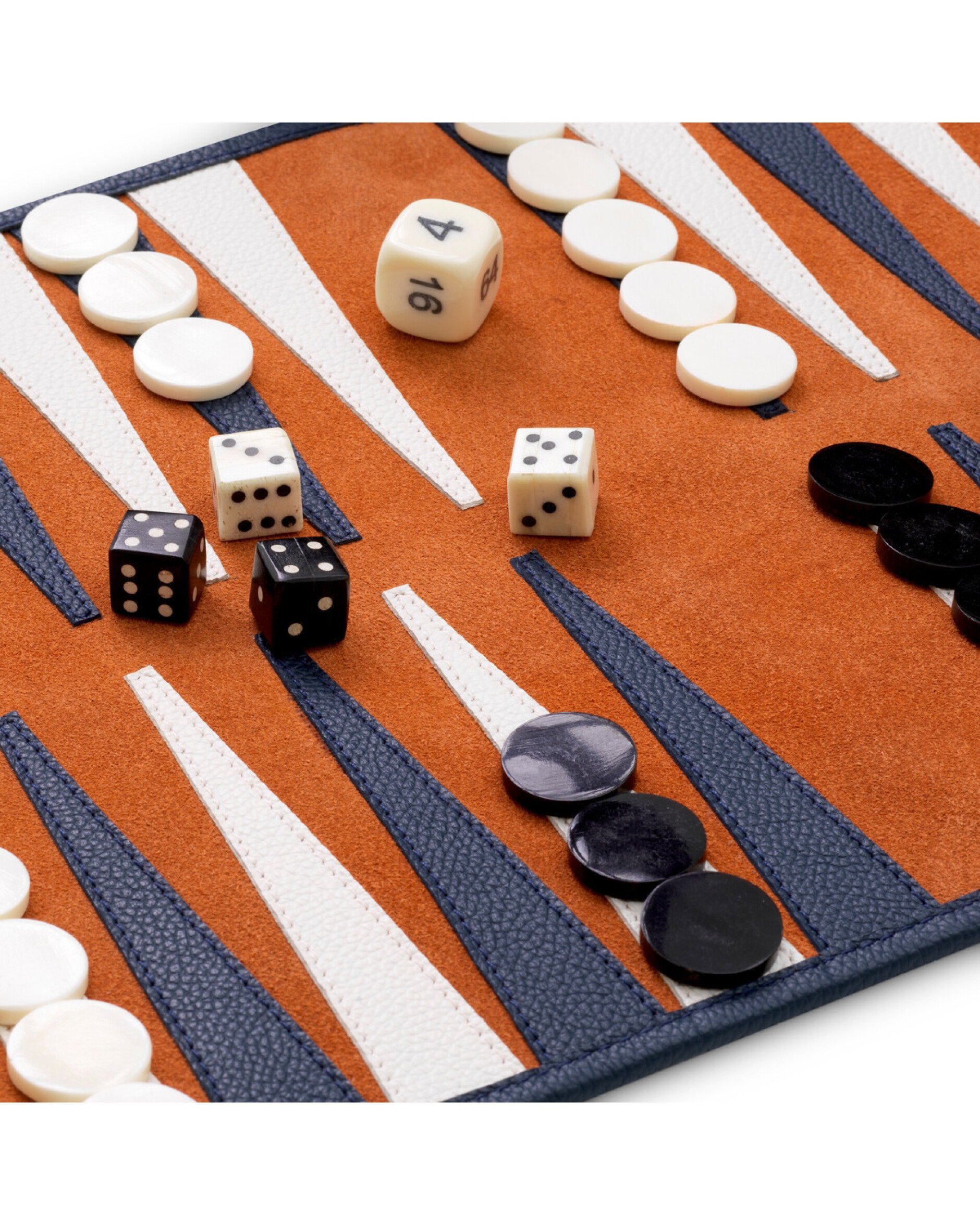 Monte Lago Backgammon Travel Set orange leather