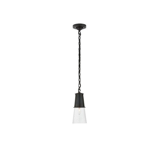 Bronze - Robinson Small Pendant Polished Nickel/Seeded Glass
