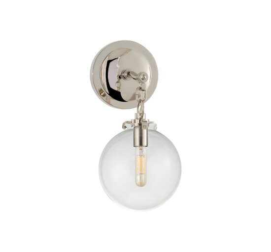 Polished Nickel - Katie Globe Sconce Polished Nickel/Clear Small