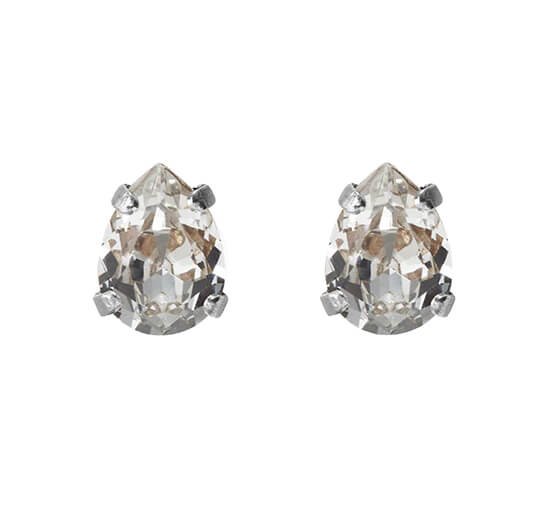 Rhodium - Super Petite Drop Stud Earrings Crystal