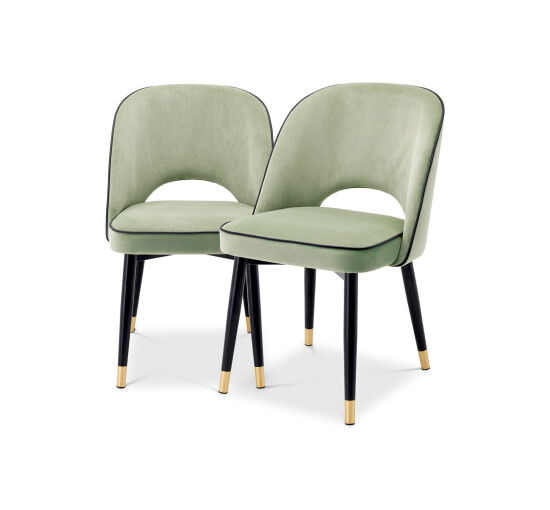 Savona Pistache Green Velvet - Cliff Dining Chairs Savona Grey Velvet Set of 2