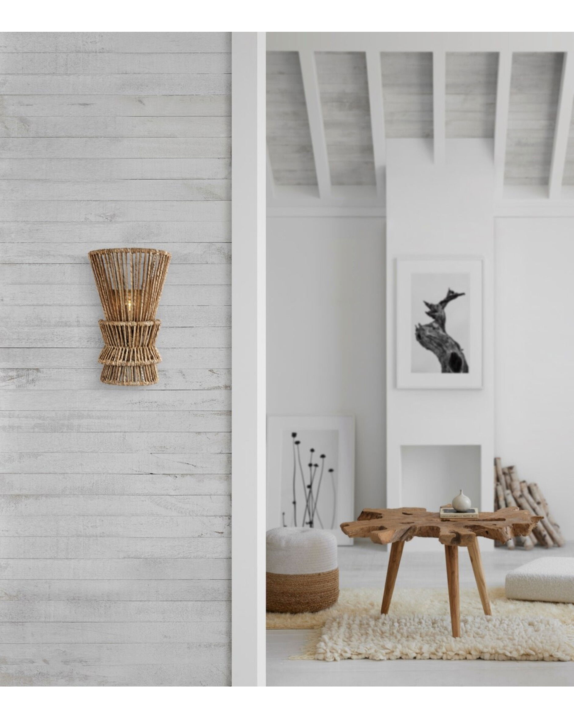 Antigua vägglampa natural abaca M