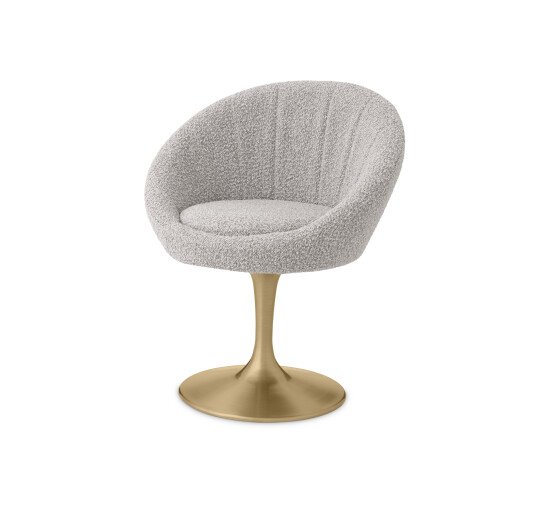 null - O'Neill Dining Chair bouclé grey brushed brass