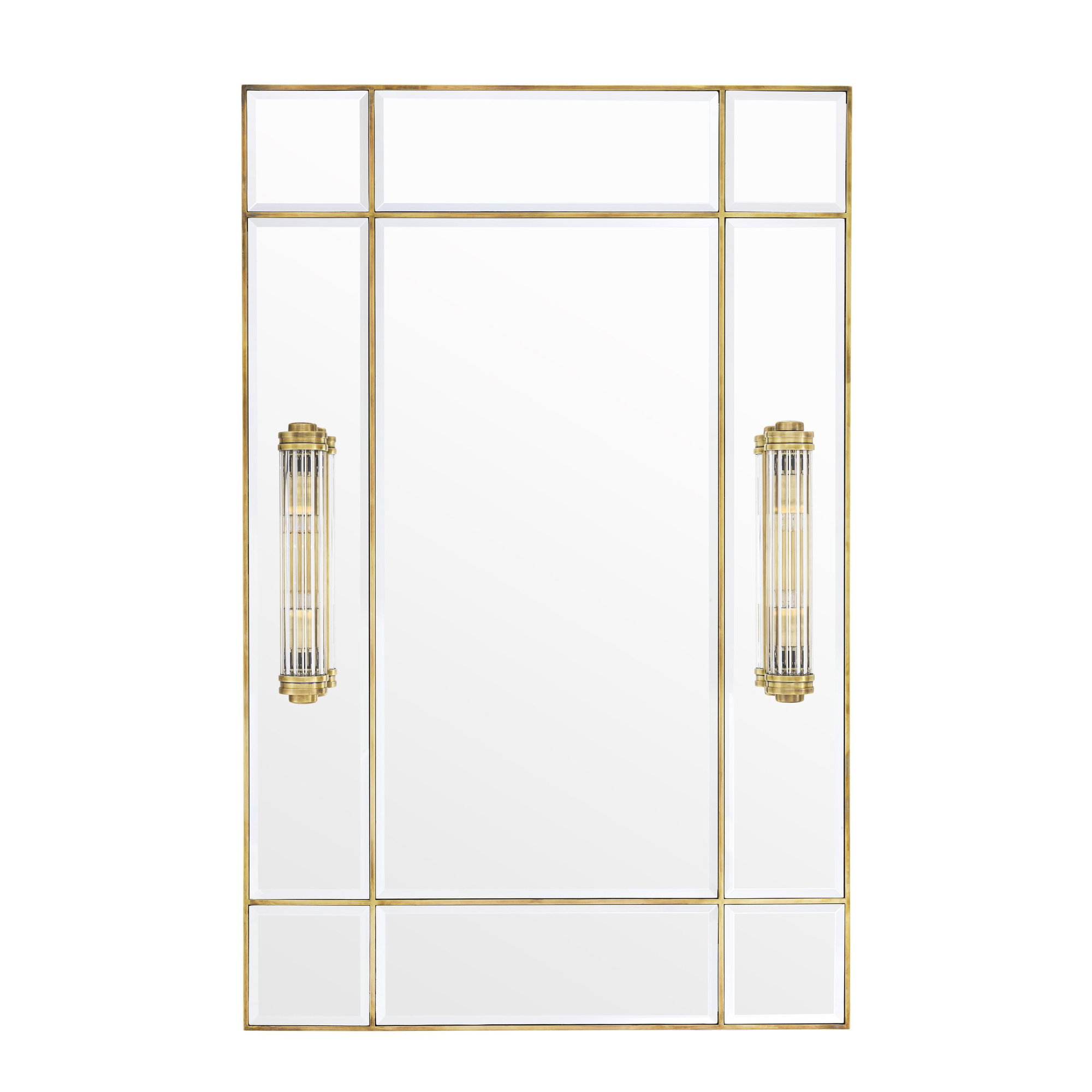 Beaumont Mirror with Lamps Brass