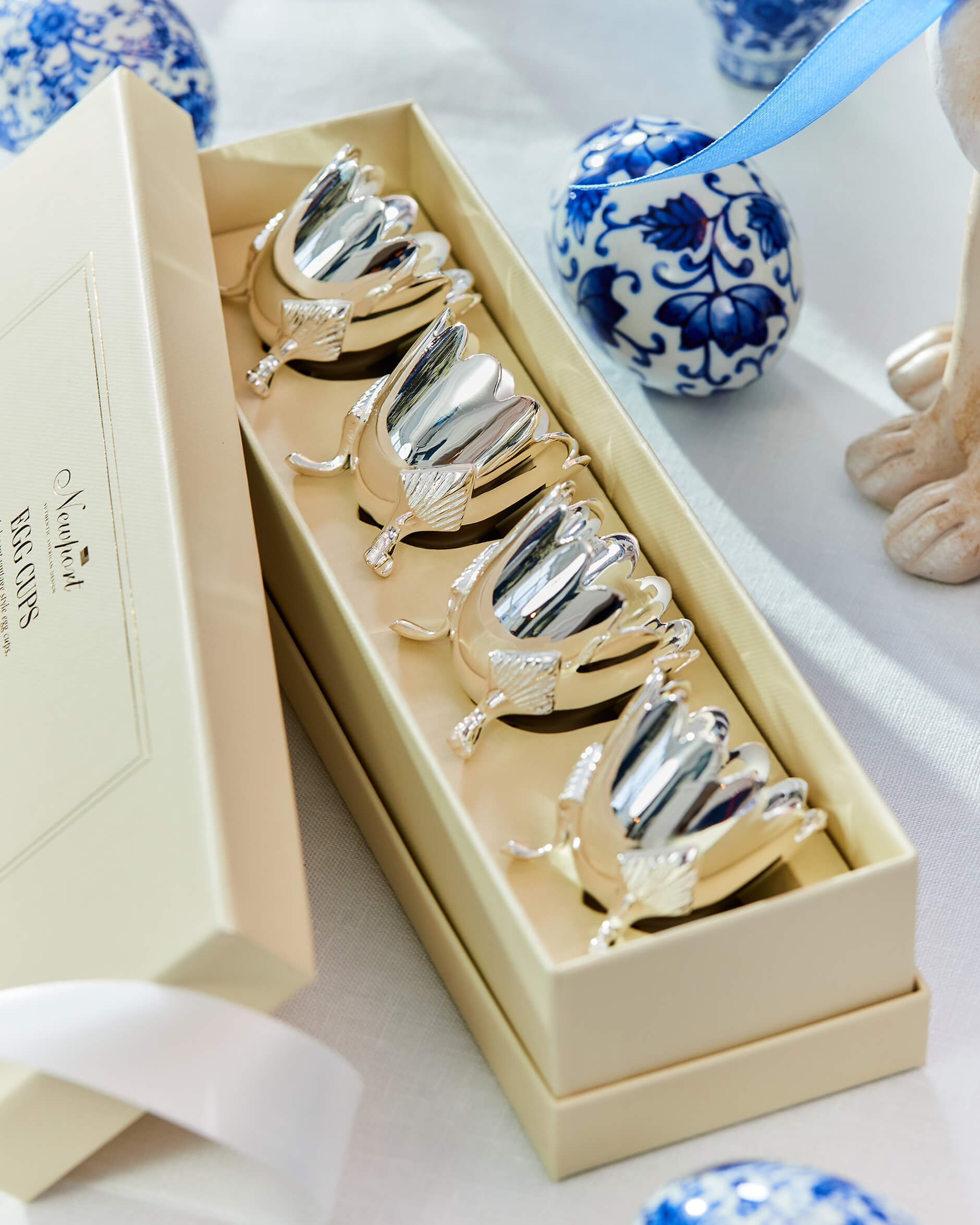 Äggkoppar silver 4-pack