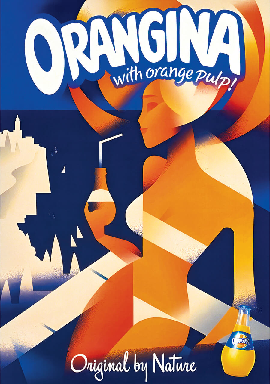 Orangina with orange pulp