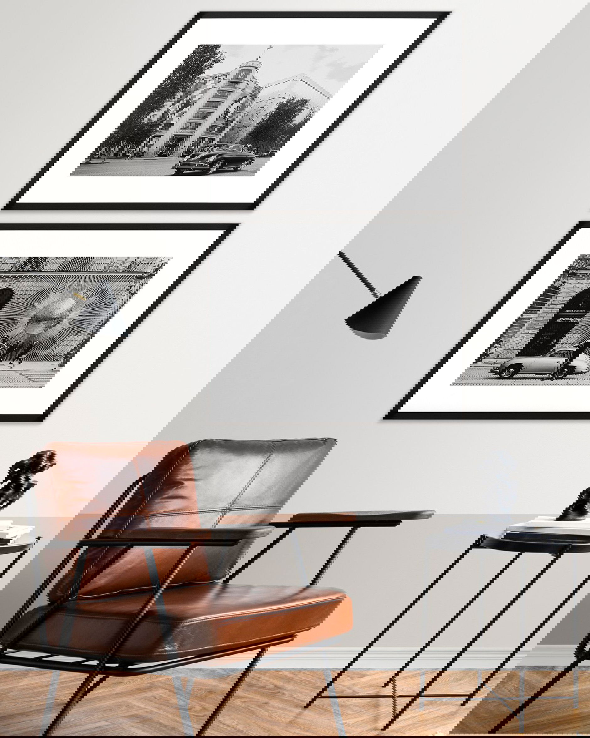 Luxury car in front of store