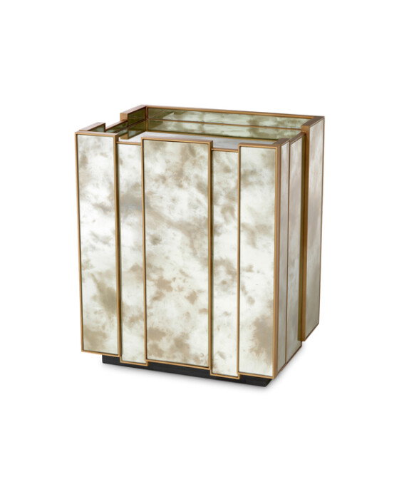 Nottingham sängbord spegelglas/borstad mässing | Möbler - Bord - Sidobord | Möbelexperten