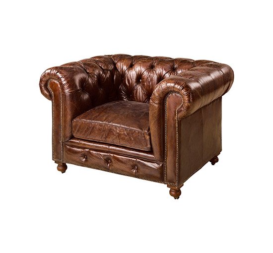 Leather Vintage Cigar - Kensington Armchair, Fudge Leather