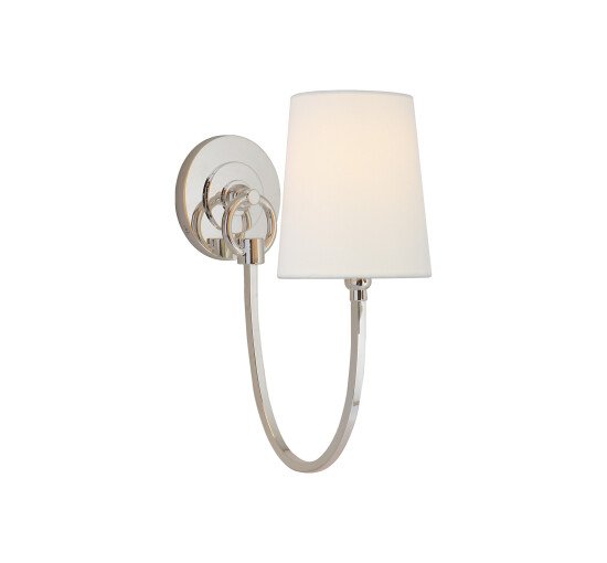 Polished Nickel - Reed Single Sconce Antique Brass/Linen