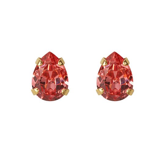 Rose Peach - Super Petite Drop Stud Earrings Crystal