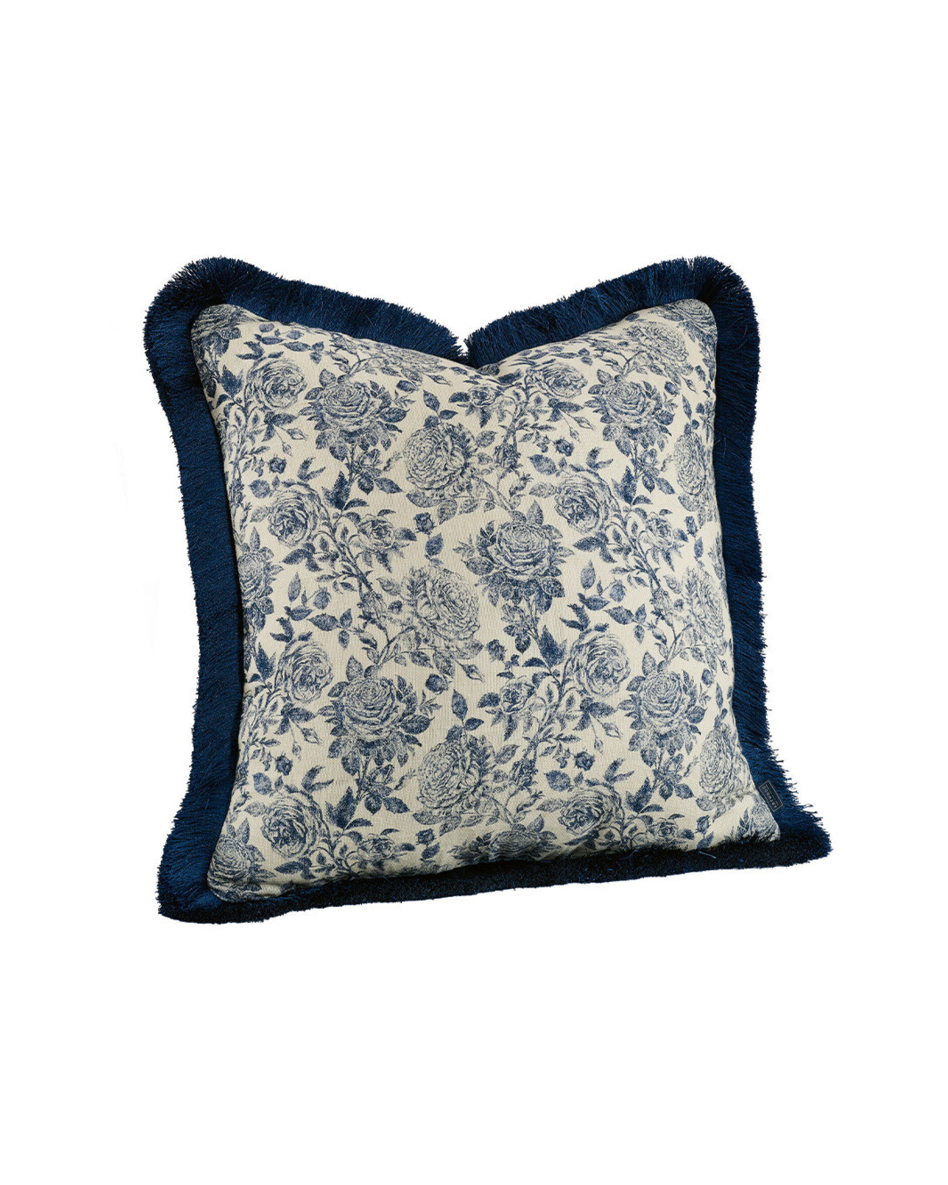 Rosario cushion cover fringes indigo