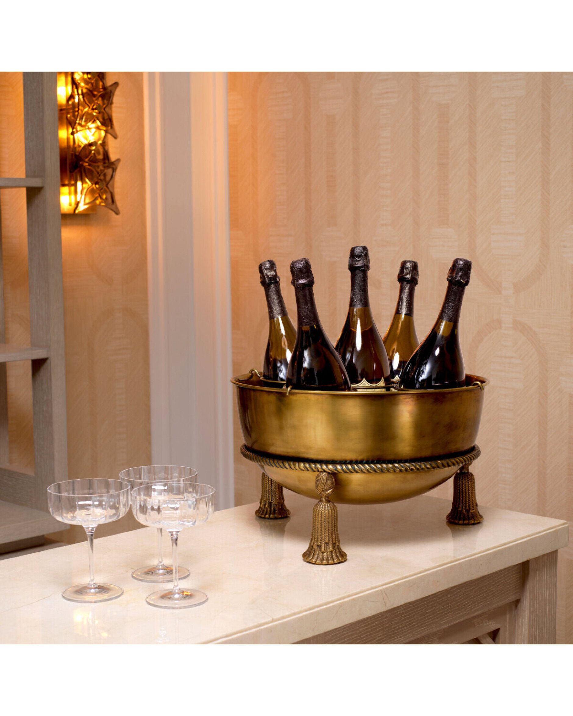 Tassel Champagne Cooler vintage brass