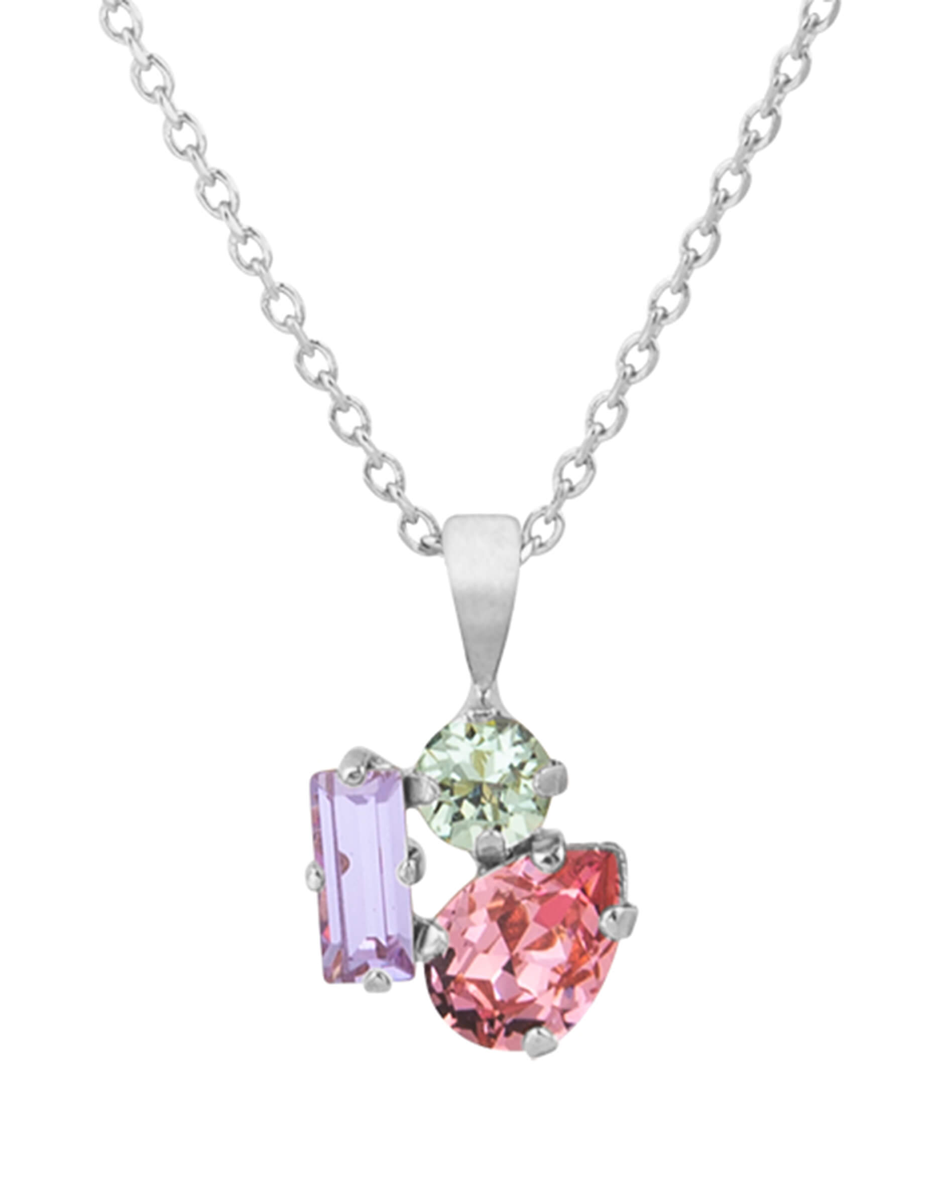 Isa necklace pastel combo rhodium