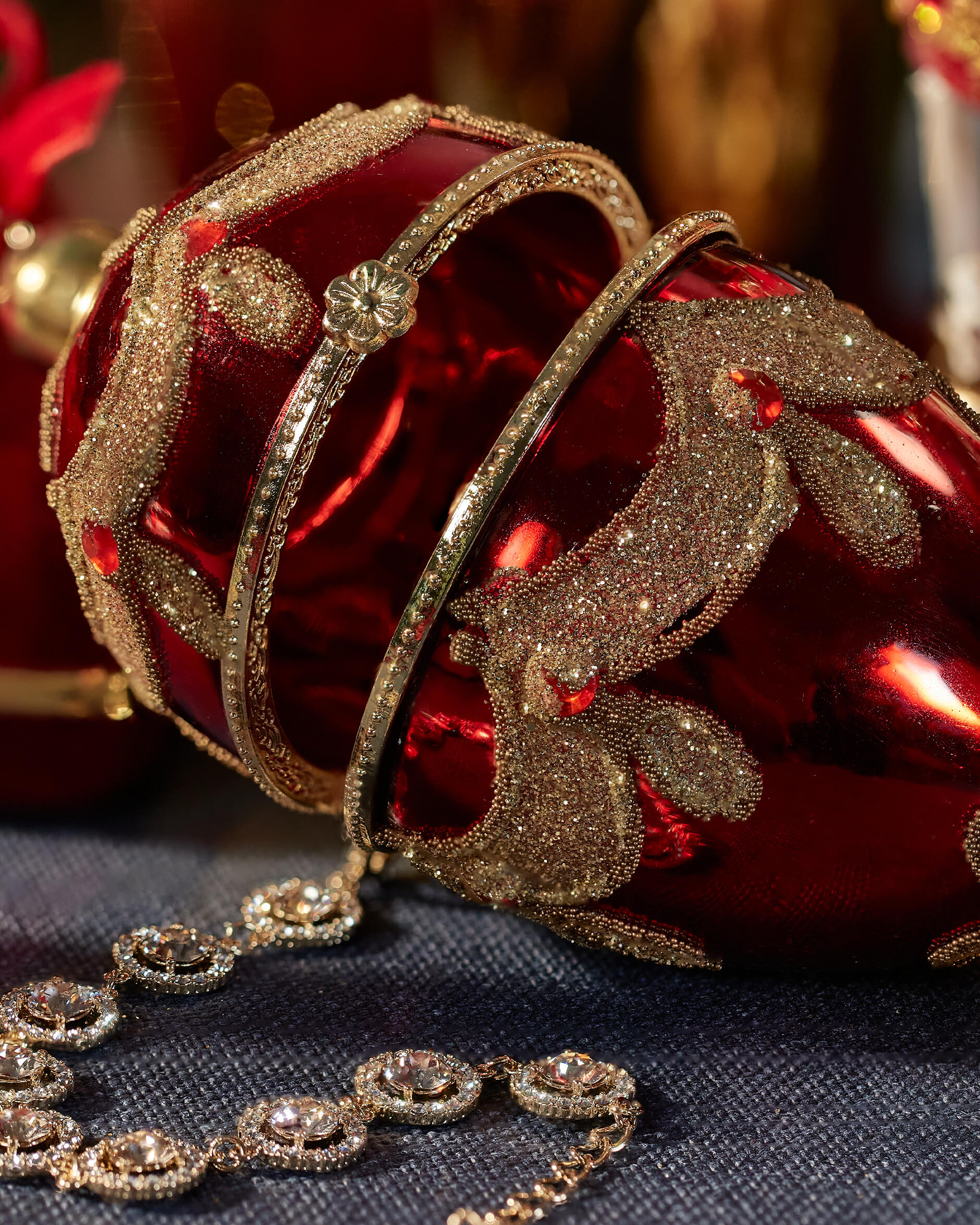 Winston fabergéägg juldekoration röd