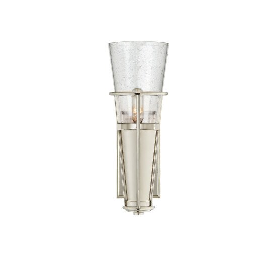null - Robinson Single Sconce Polished Nickel/Seeded Glass