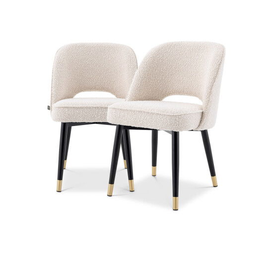 Bouclé Cream - Cliff Dining Chairs Savona Grey Velvet Set of 2