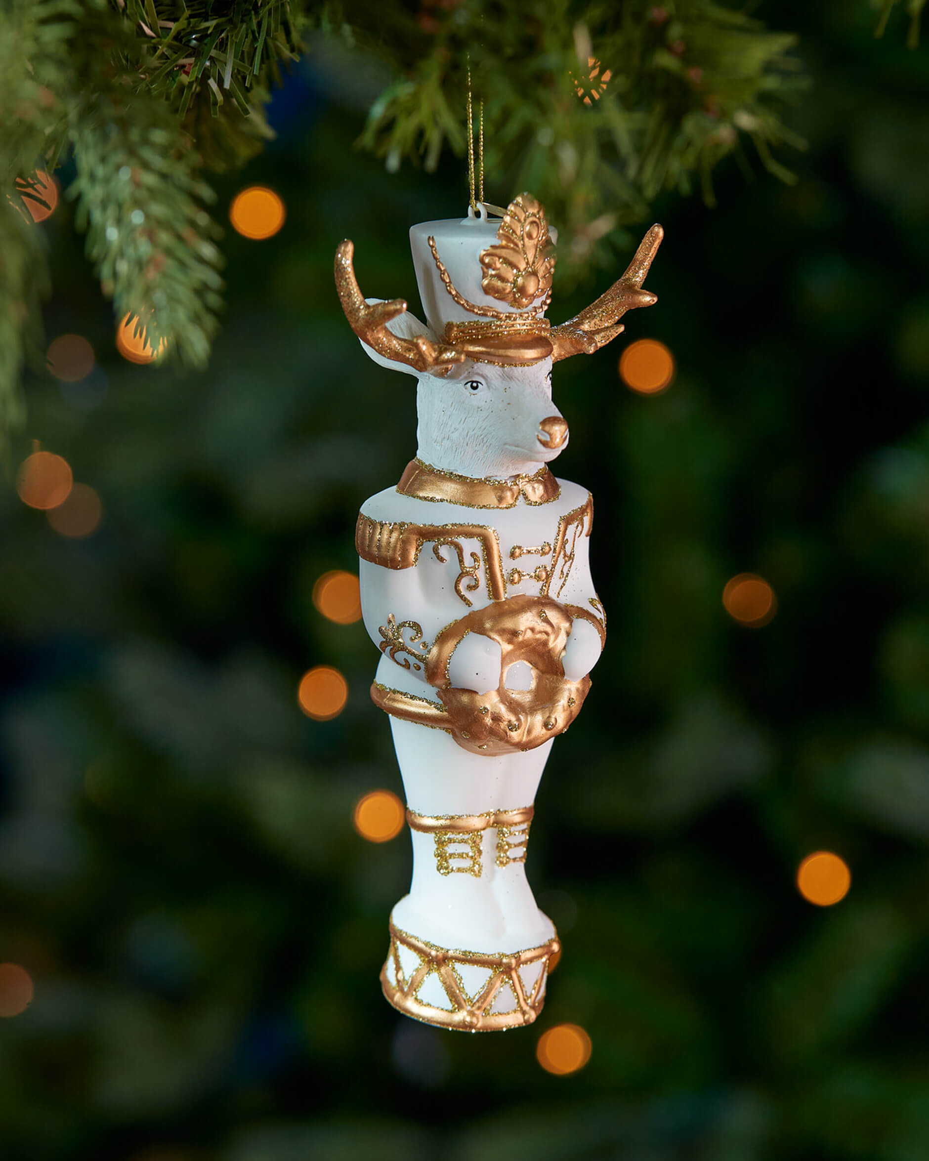 Alaric hjort julgransdekoration vit/guld