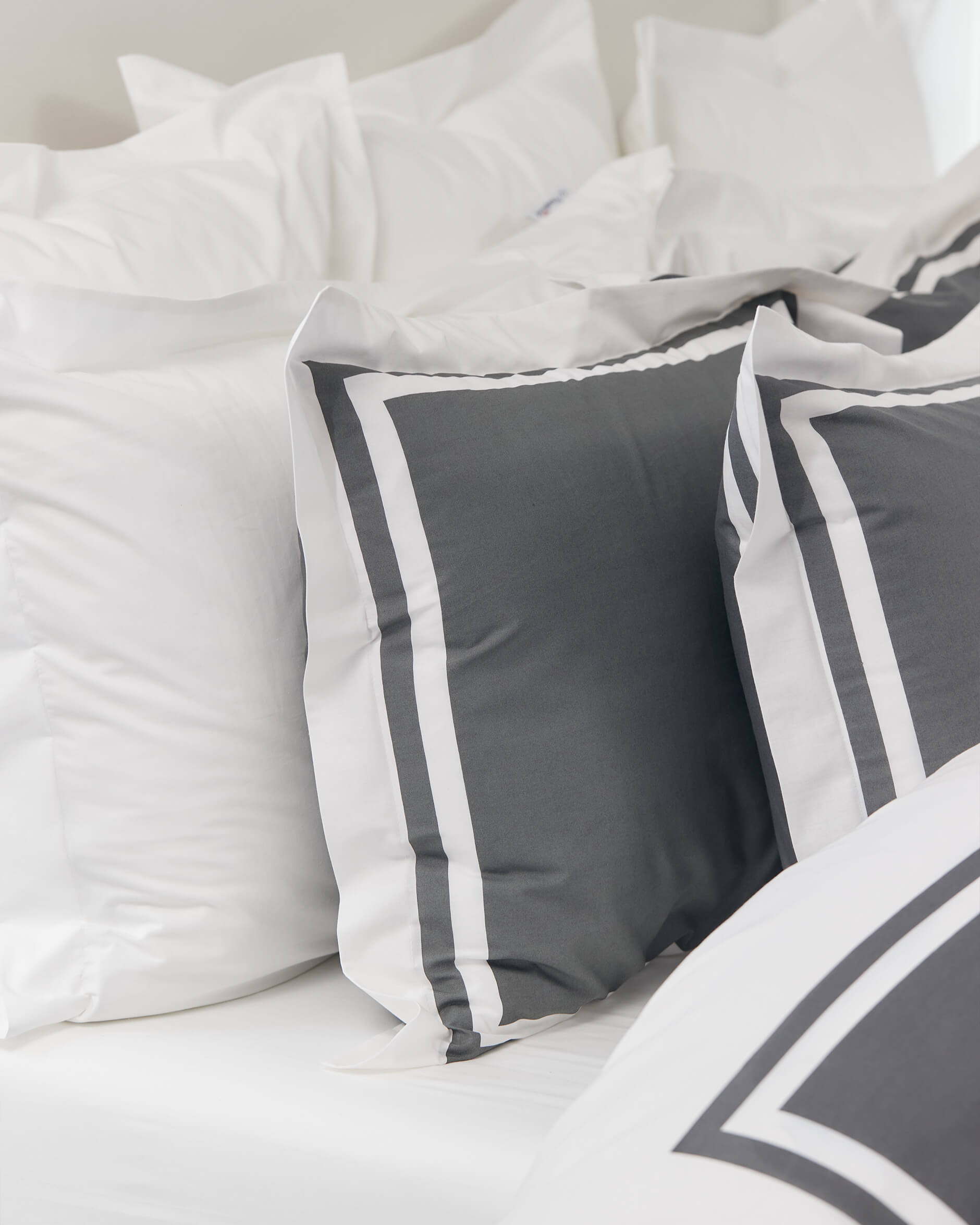 Oxford örngott grå/vit 2-pack