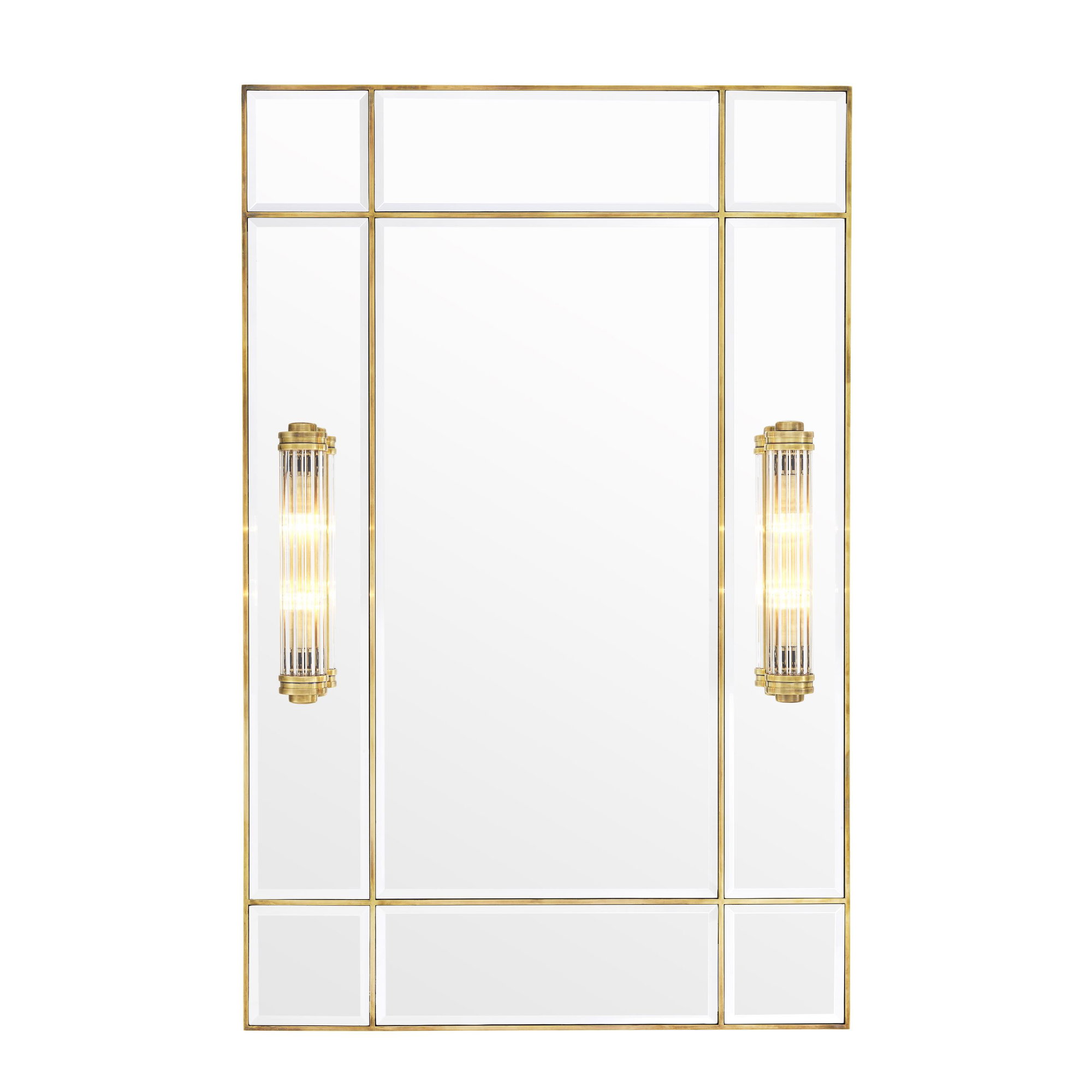 Beaumont Mirror with Lamps Brass