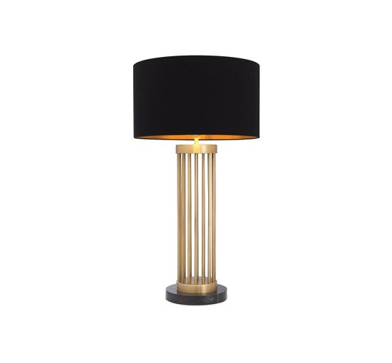 Sort - Condo bordslampa antik mässing svart