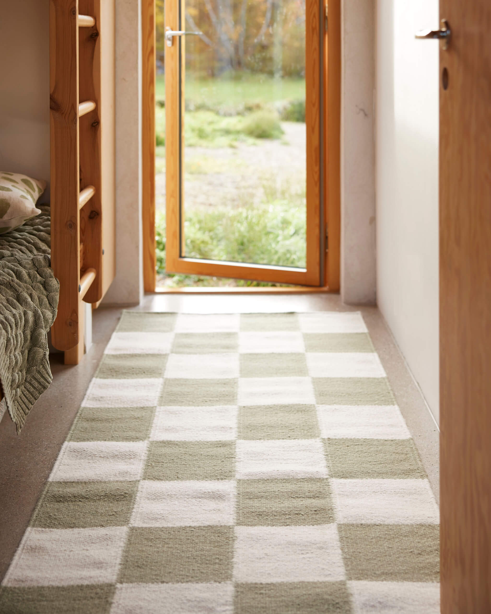 Square gångmatta vit/grön